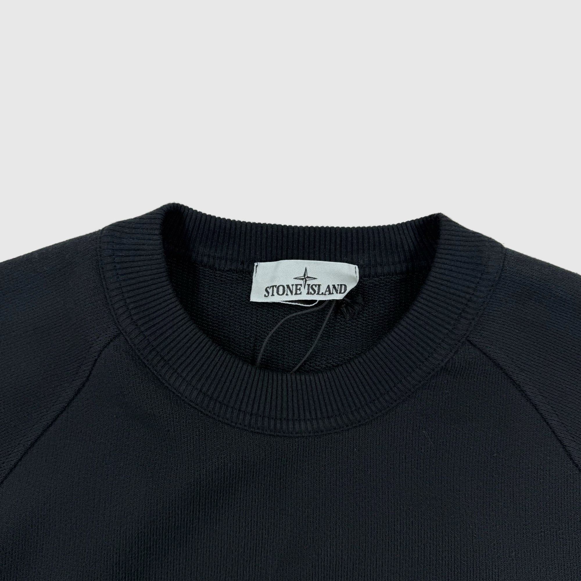 Stone Island Navy Thick Cotton Spell Out Sweatshirt — extra