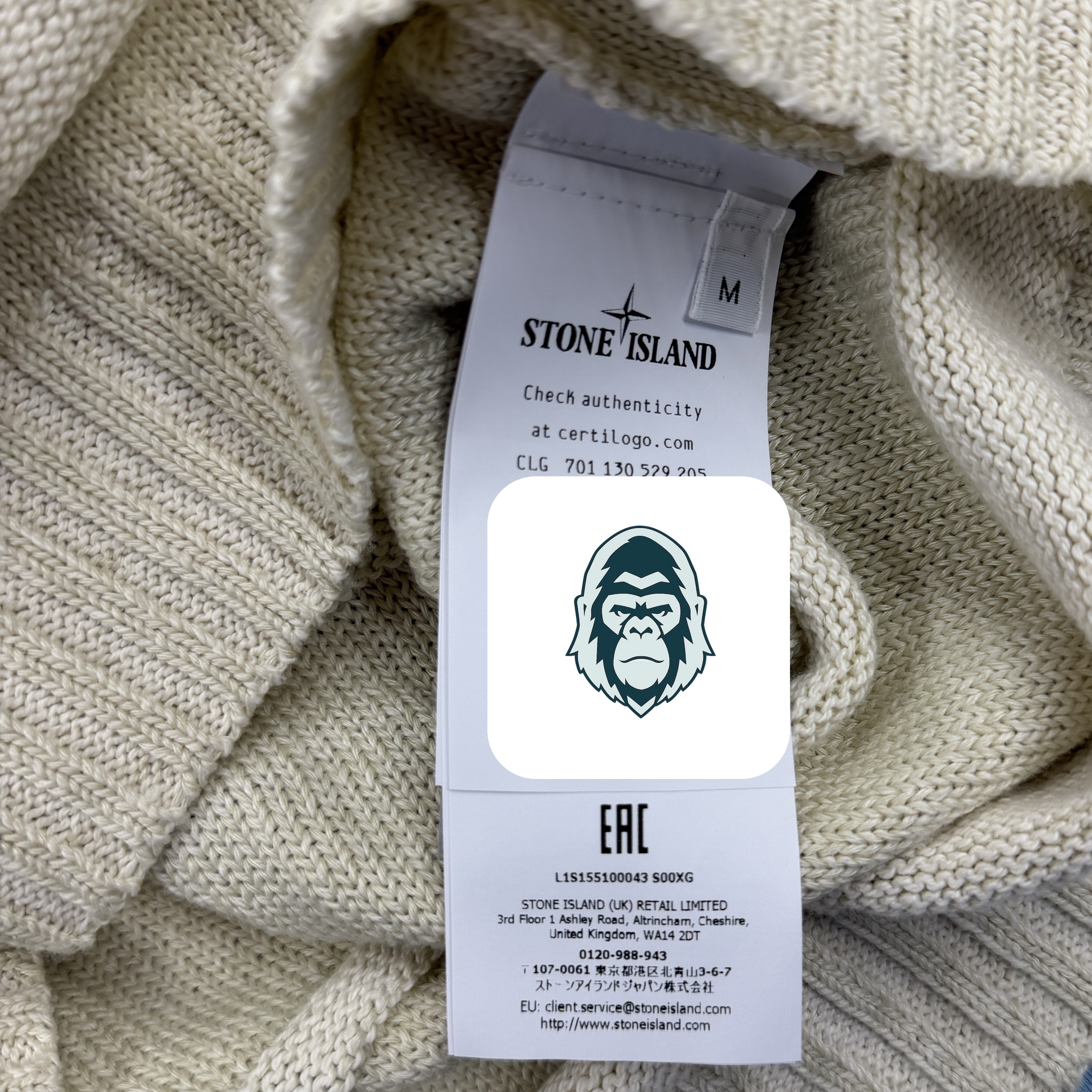 Stone Island Marina striped jumper Ivory Melange authenticity label