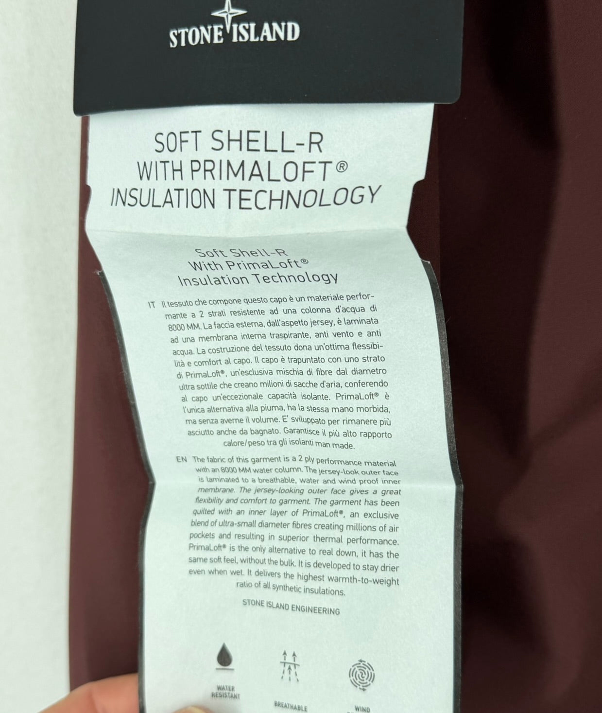 Stone Island Soft Shell-R PrimaLoft Jacket — label