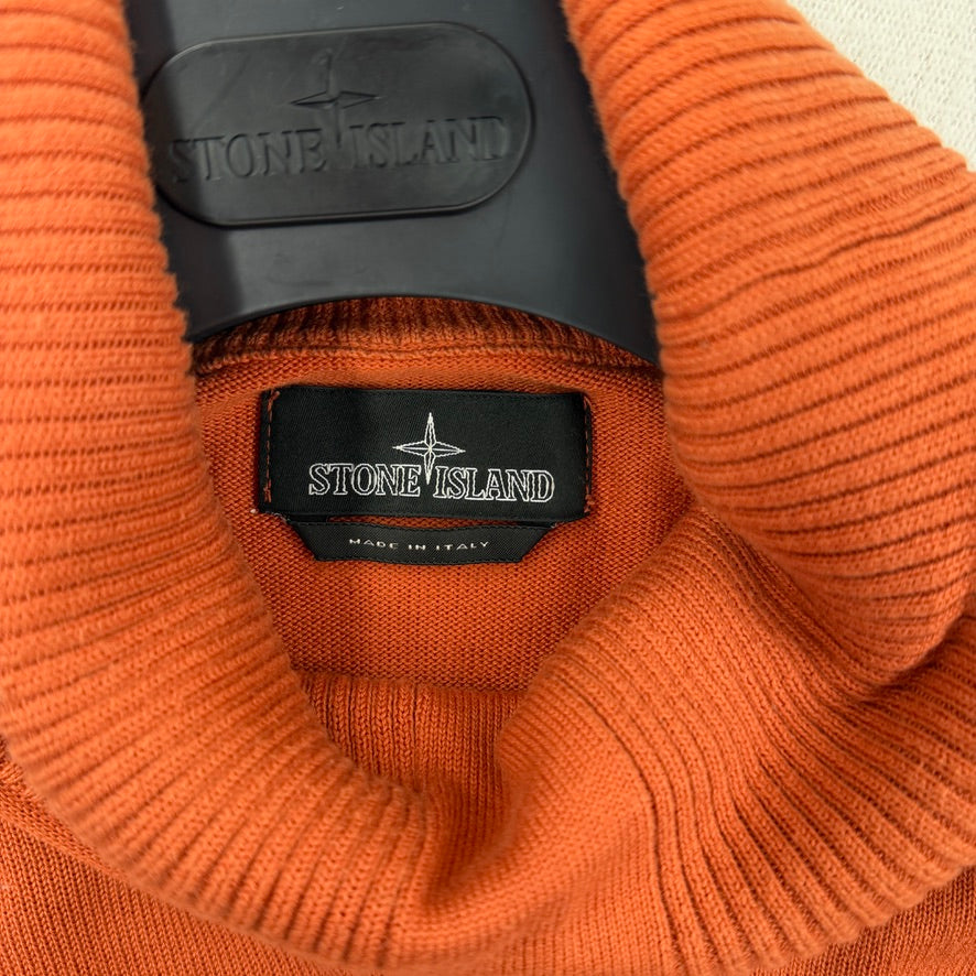 Stone Island Shadow Project turtleneck rust orange detail view 2
