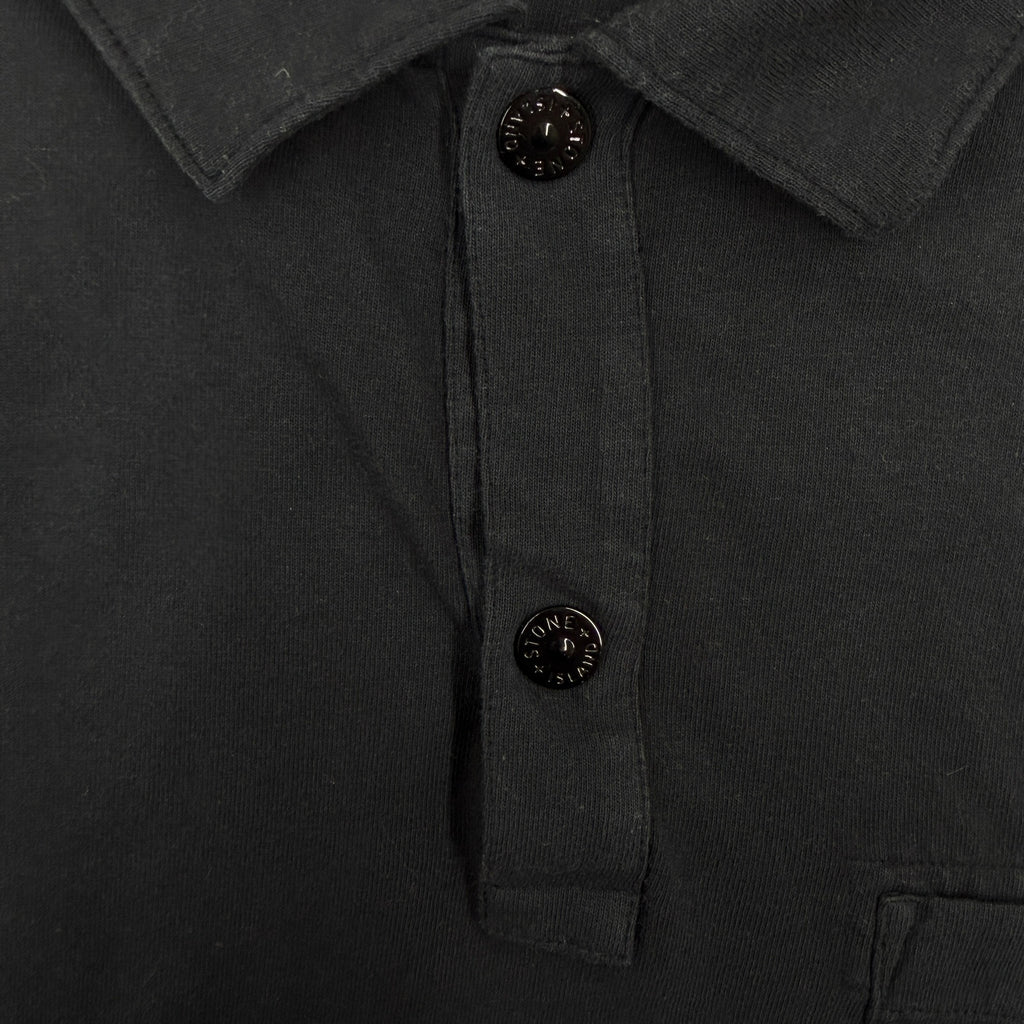 Stone Island Long Sleeve Polo with Tonal Pocket Embroidery - Large