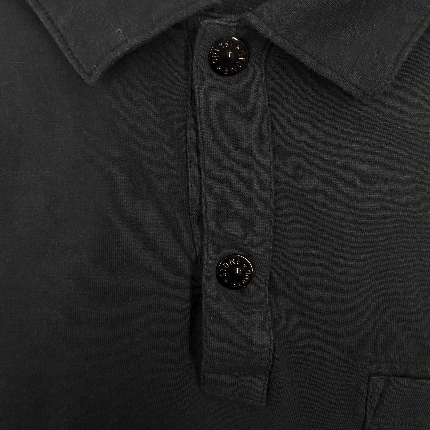 Stone Island Long Sleeve Polo with Tonal Pocket Embroidery - Large