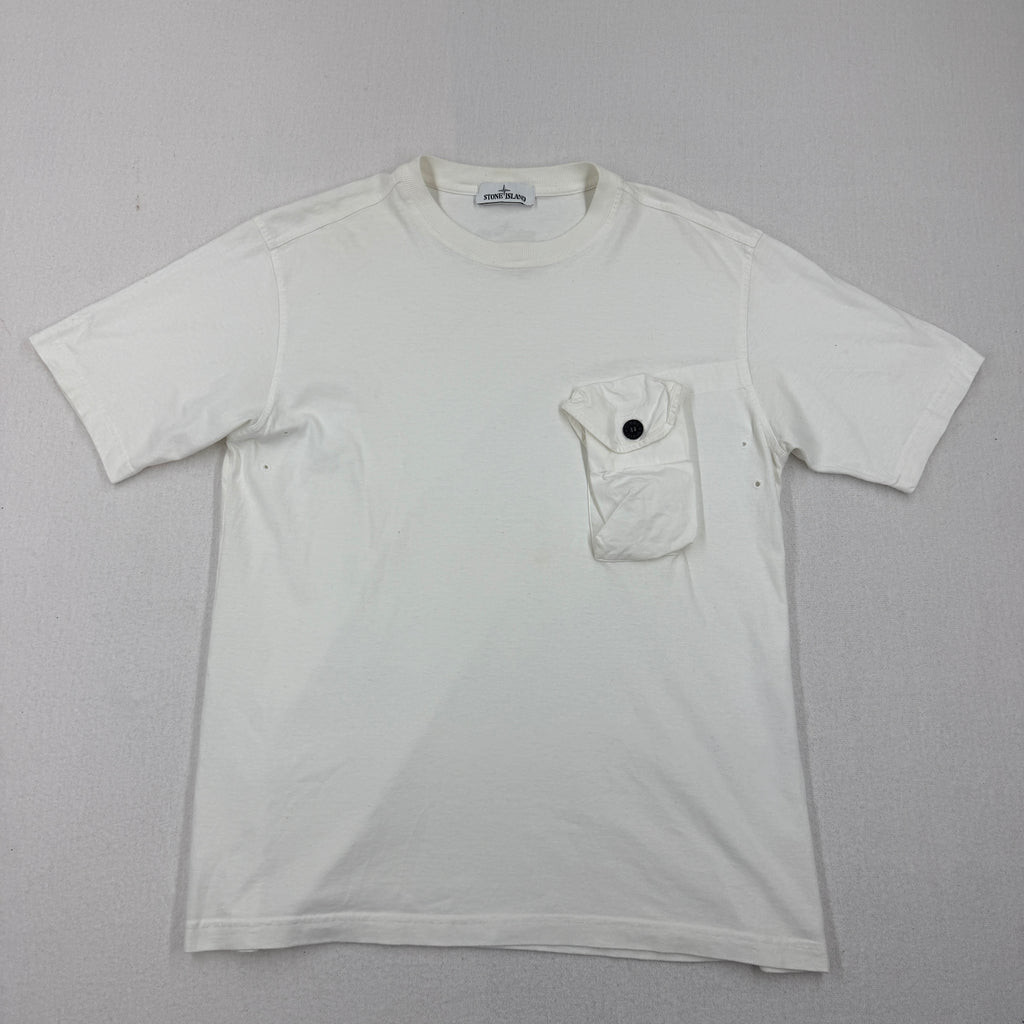 Stone Island White Utility Pocket T-Shirt - Large