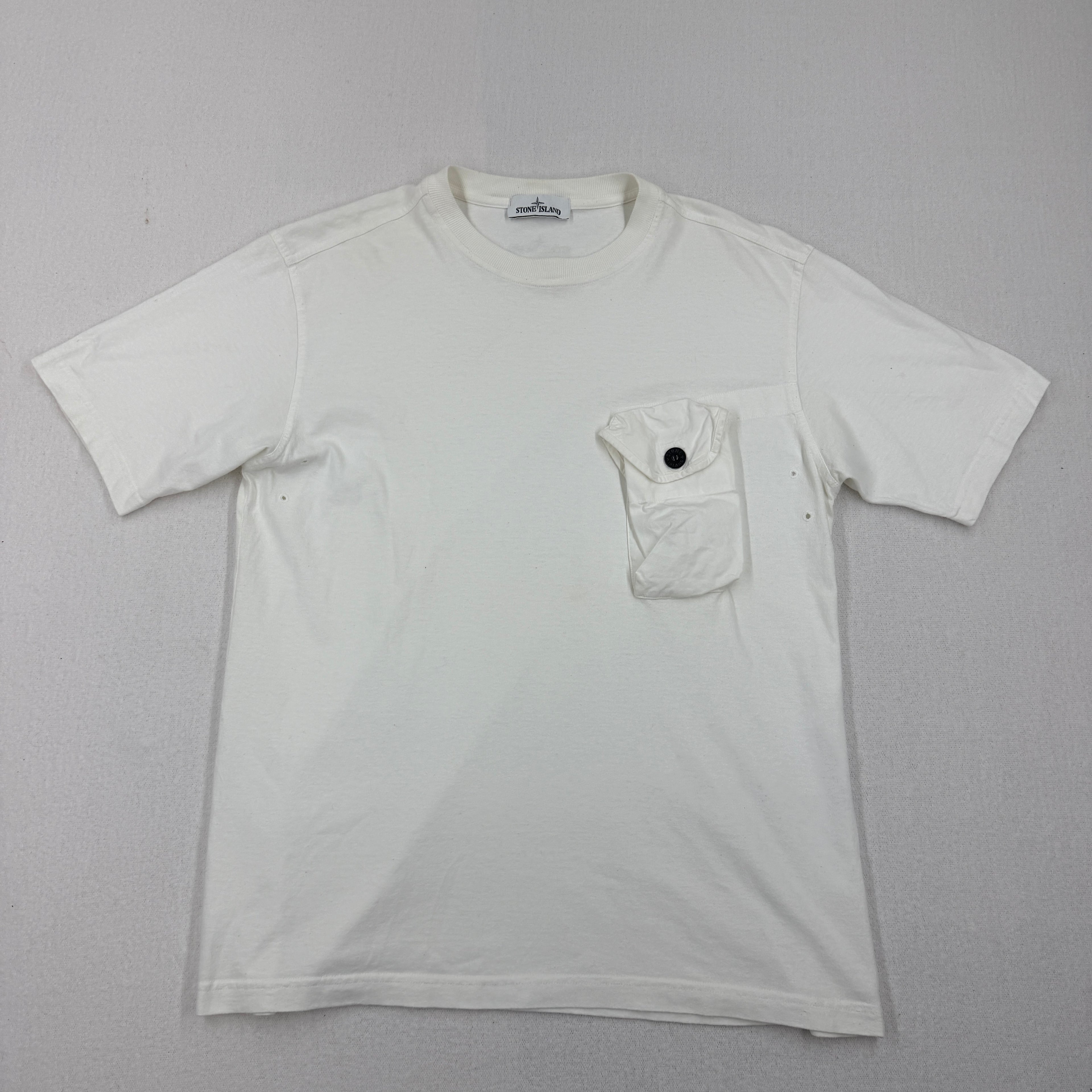 Stone Island White Utility Pocket T-Shirt - Large