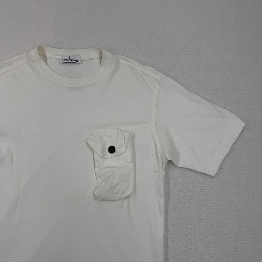 Stone Island White Utility Pocket T-Shirt - Large
