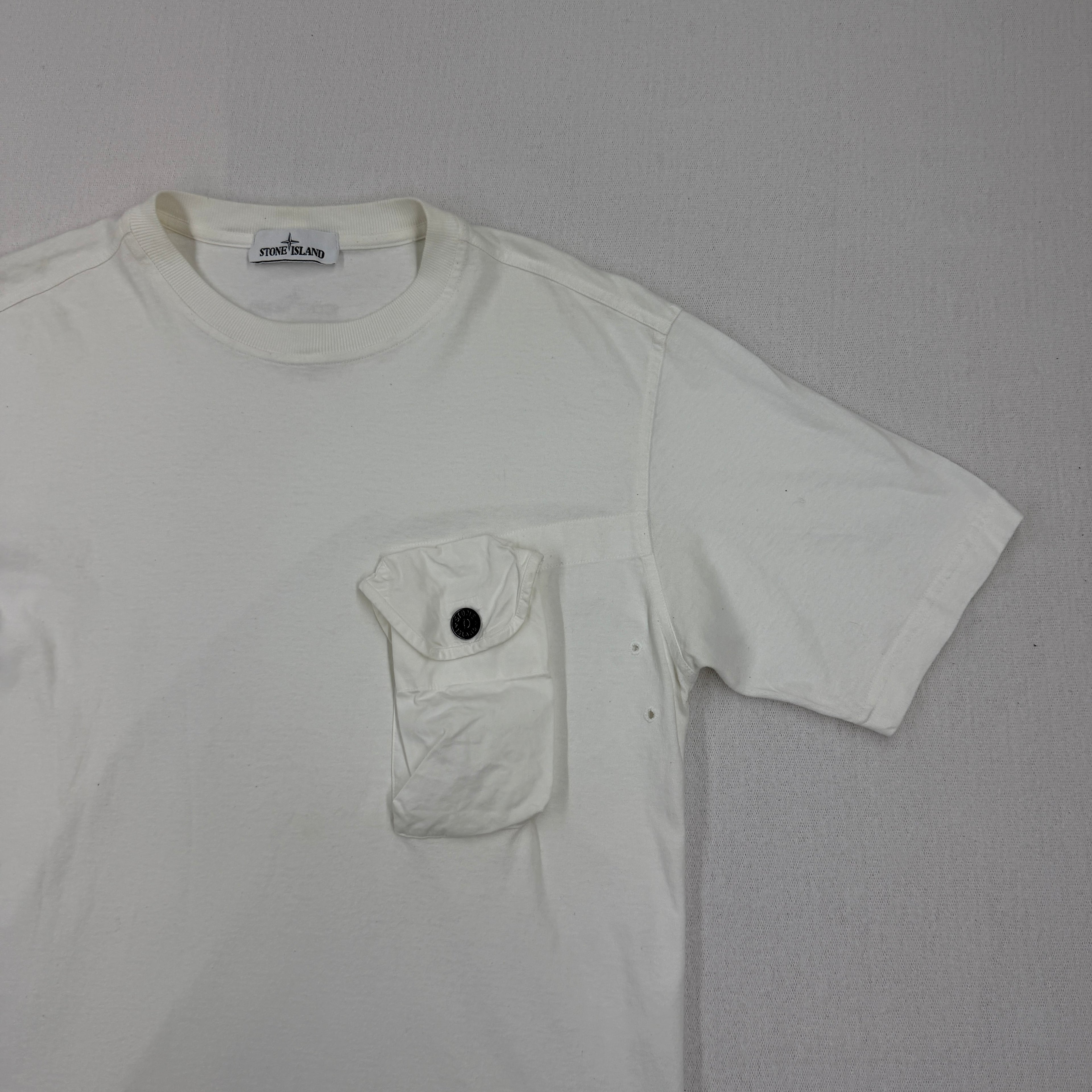 Stone Island White Utility Pocket T-Shirt - Large