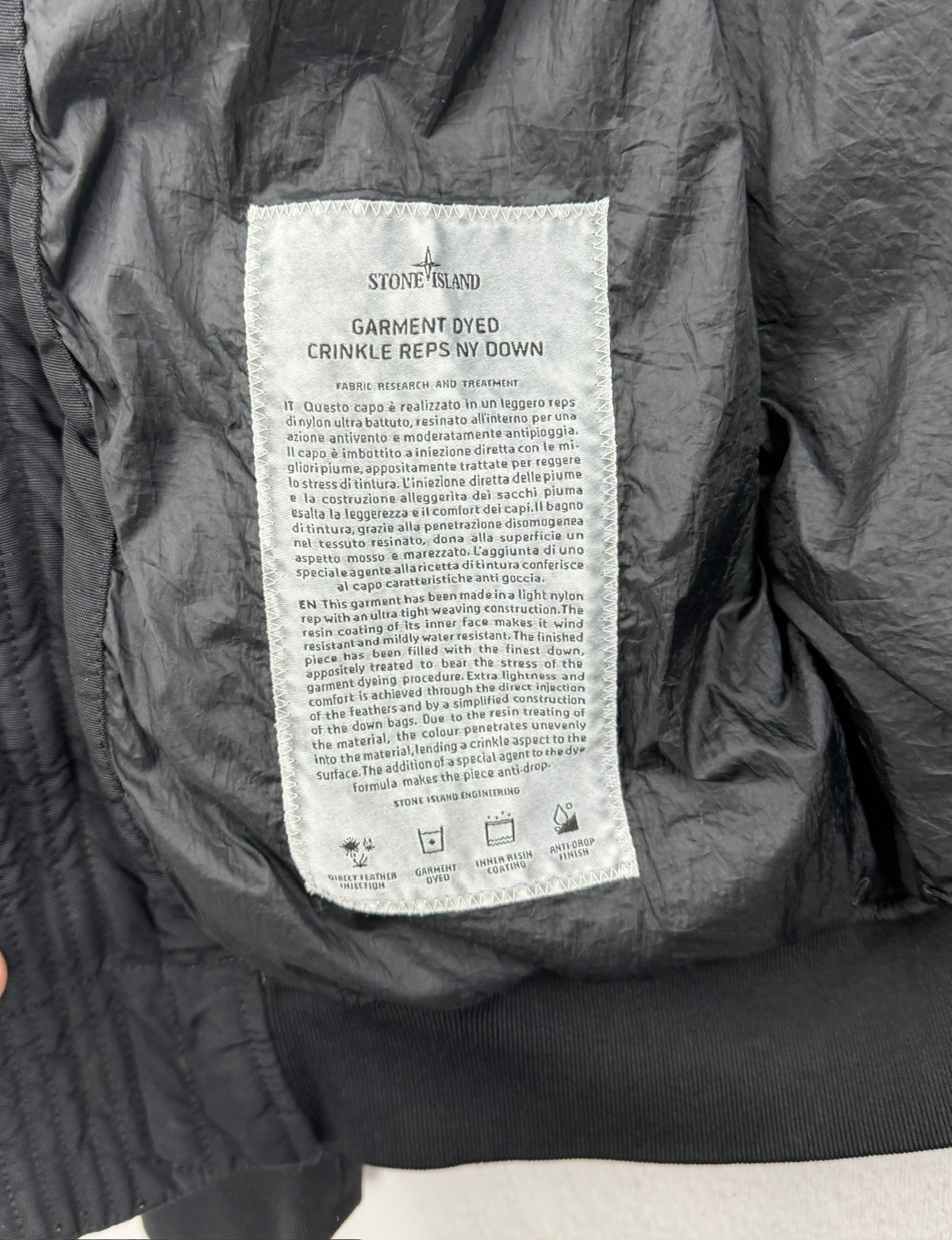 Stone Island AW17 Garment Dyed Crinkle Reps NY  Jacket — detail