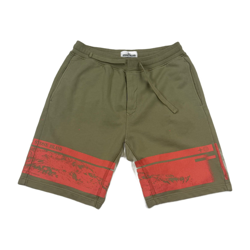 Stone Island Graphic Print Fleece Shorts — front