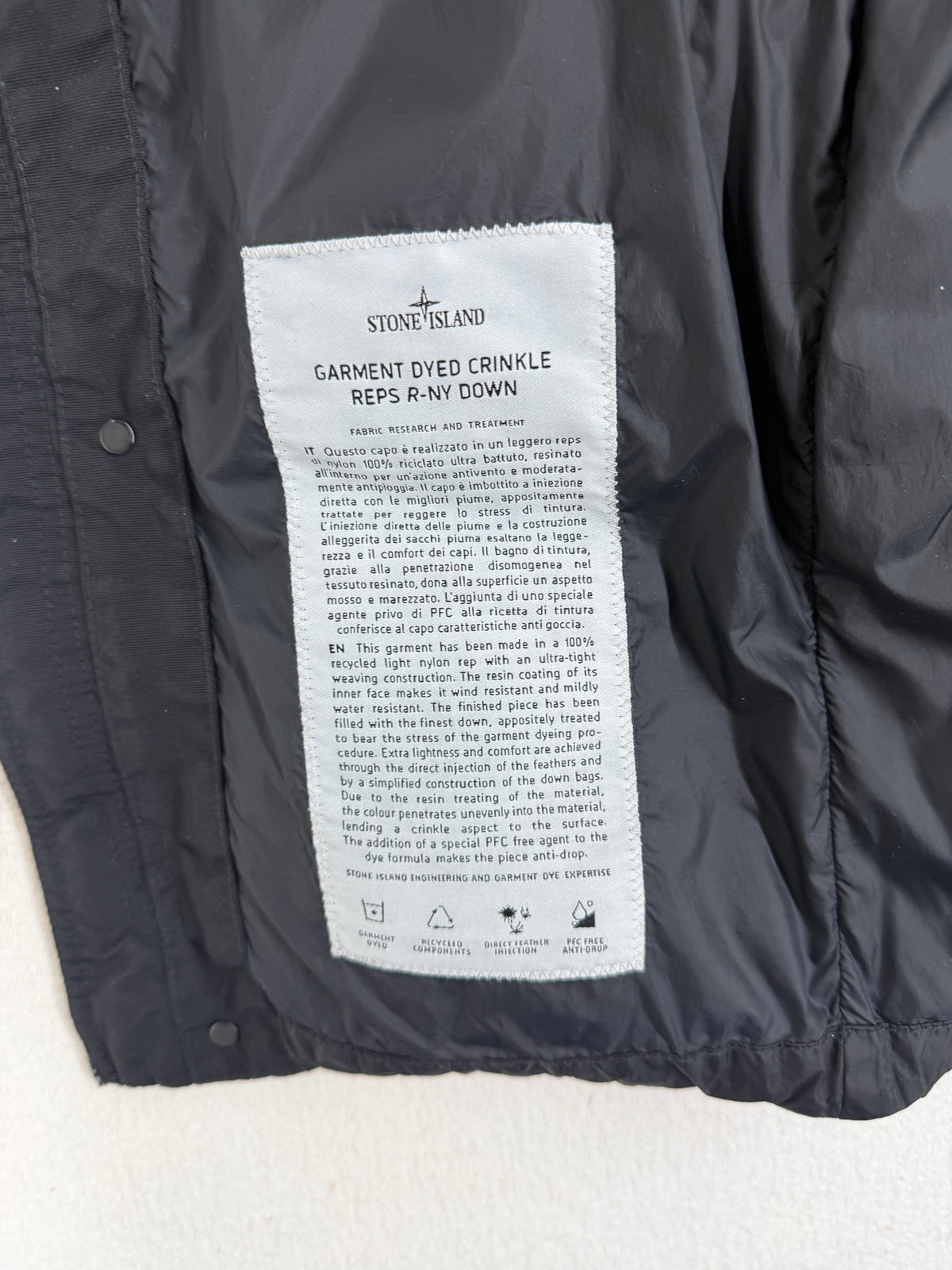 Stone Island Crinkle Reps R-NY Down Vest — detail