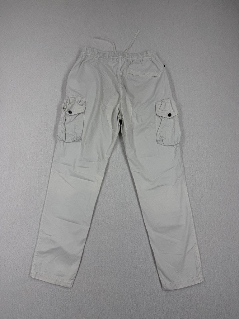 Stone Island SS22 Multipocket White Cotton Cargo Trousers — back