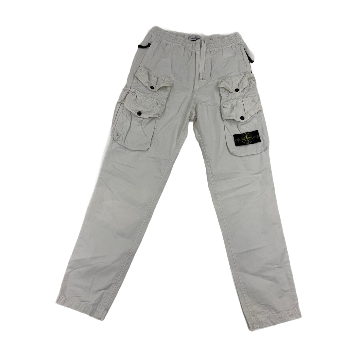 Stone Island SS22 Multipocket White Cotton Cargo Trousers — front