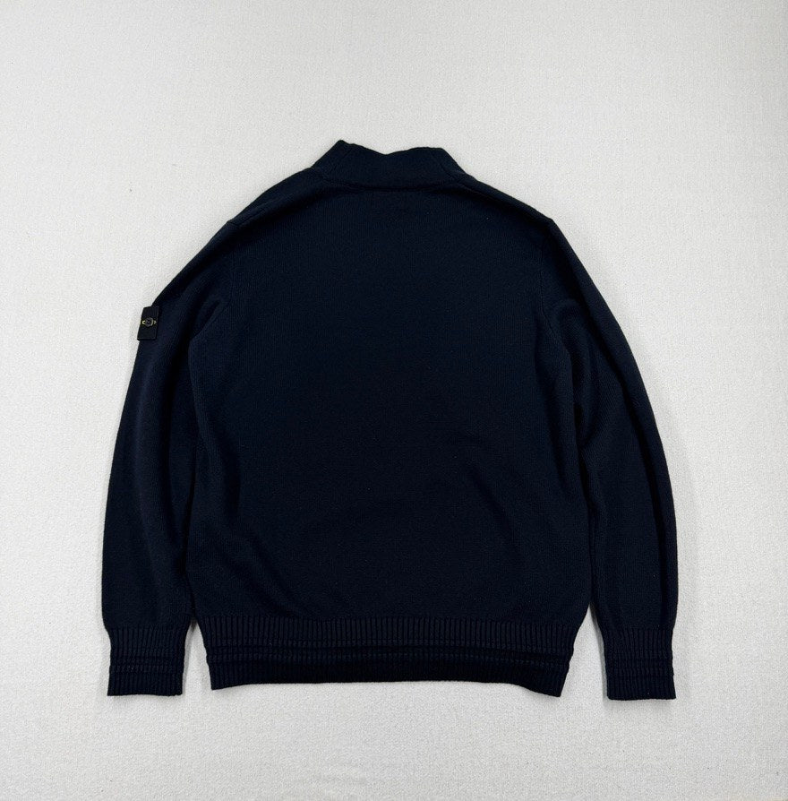 Stone Island AW2024 Navy Winter Cotton Knit Cardigan — back