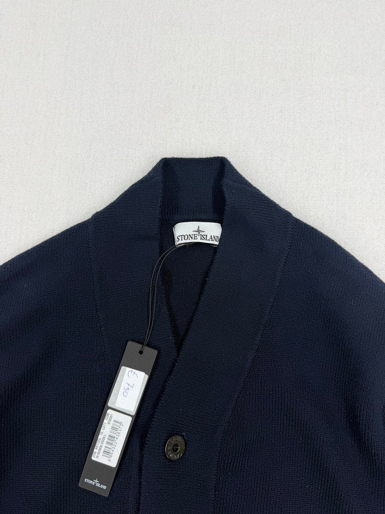 Stone Island AW2024 Navy Winter Cotton Knit Cardigan — detail