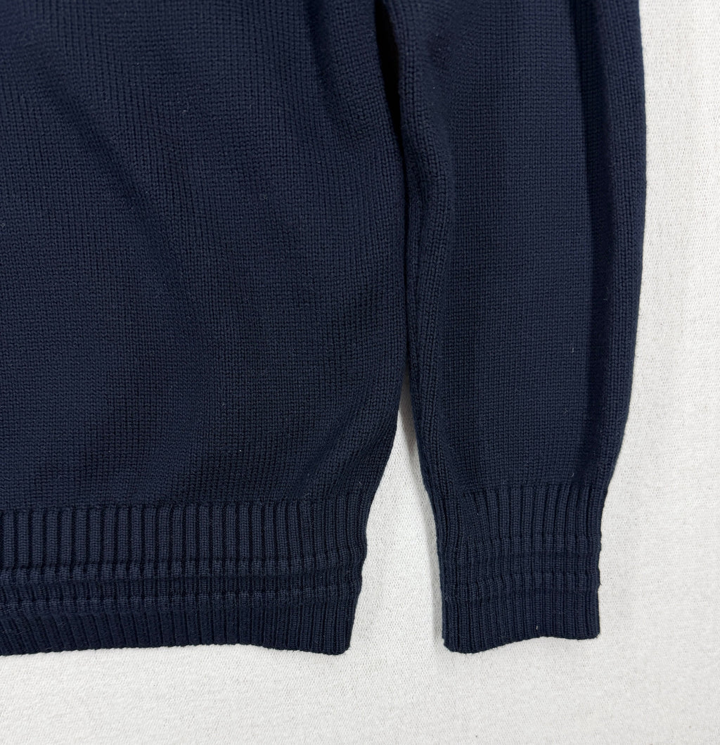 Stone Island AW2024 Navy Winter Cotton Knit Cardigan — detail