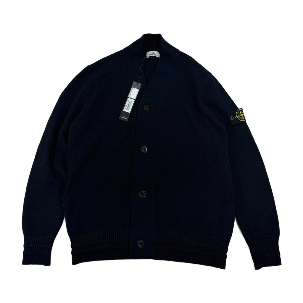 Stone Island AW2024 Navy Winter Cotton Knit Cardigan — front
