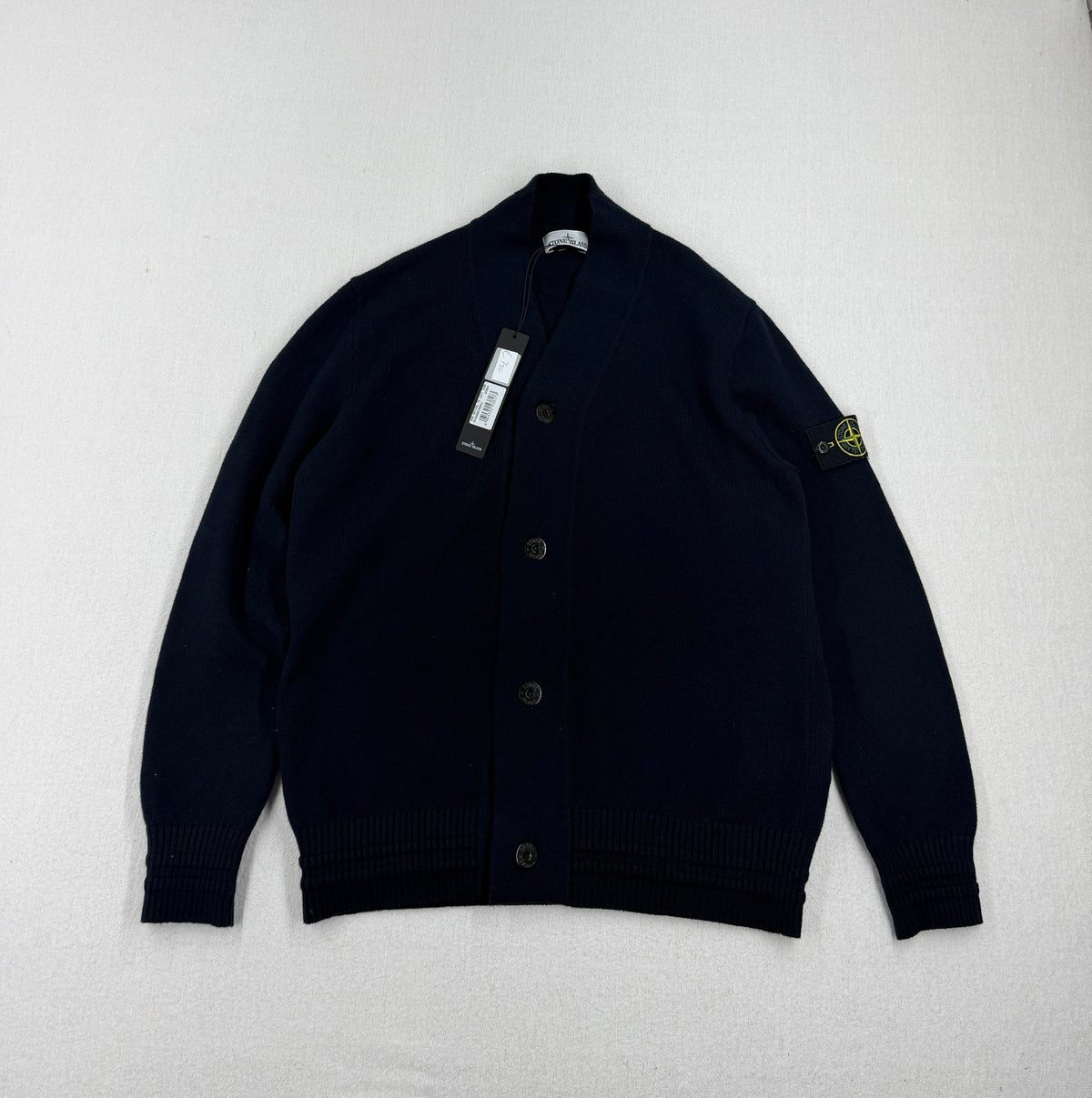 Stone Island AW2024 Navy Winter Cotton Knit Cardigan — front