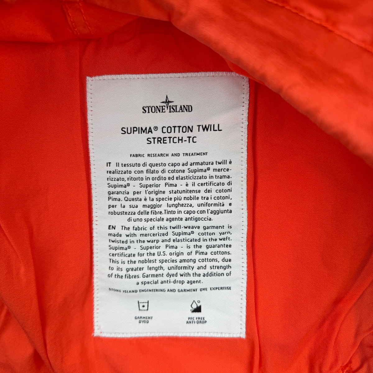 Stone Island SS22 Supima Cotton Twill Anorak Jacket — detail