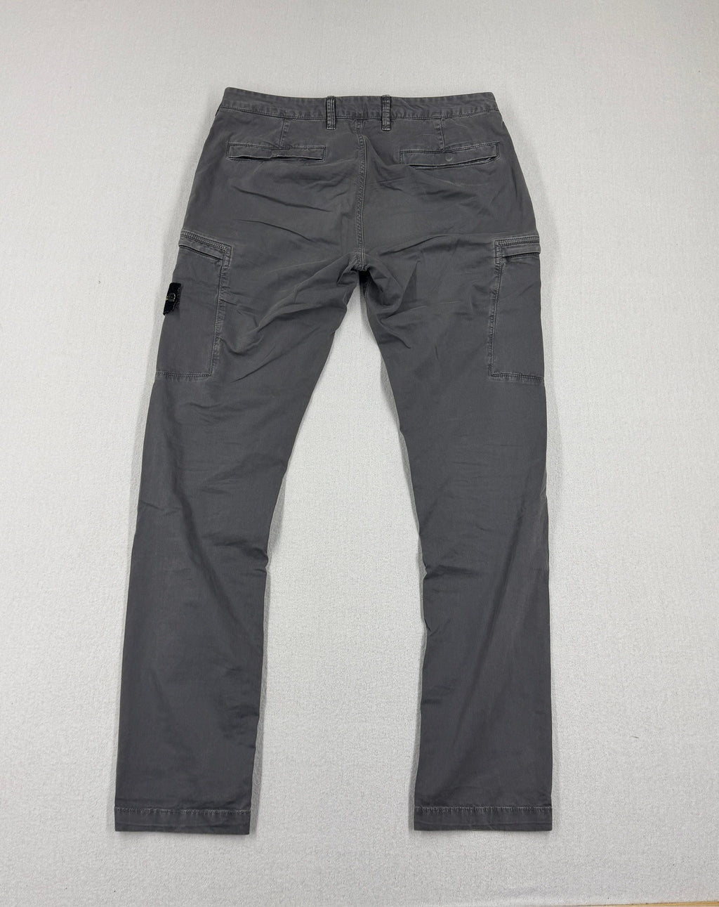 Stone Island Grey Brushed Cotton Skinny Fit Cargo Trousers — back
