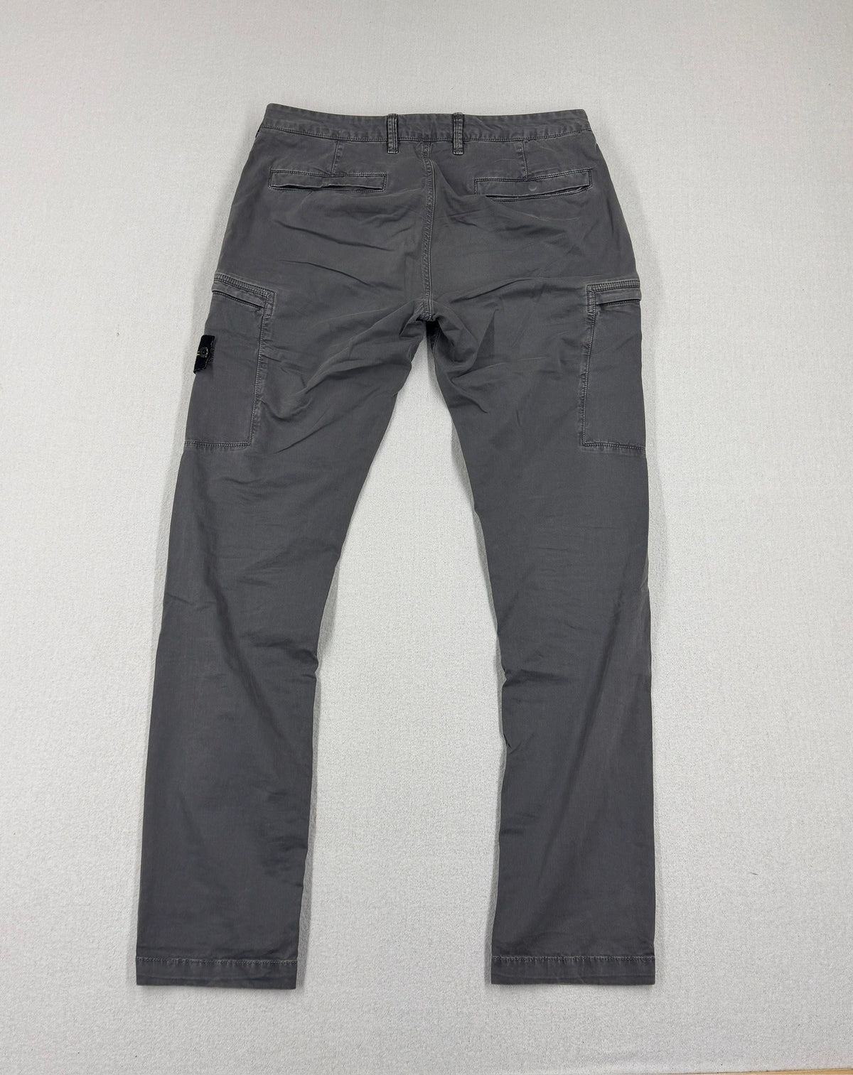 Stone Island Grey Brushed Cotton Skinny Fit Cargo Trousers — back