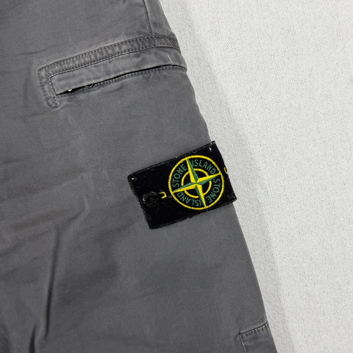 Stone Island Grey Brushed Cotton Skinny Fit Cargo Trousers — badge