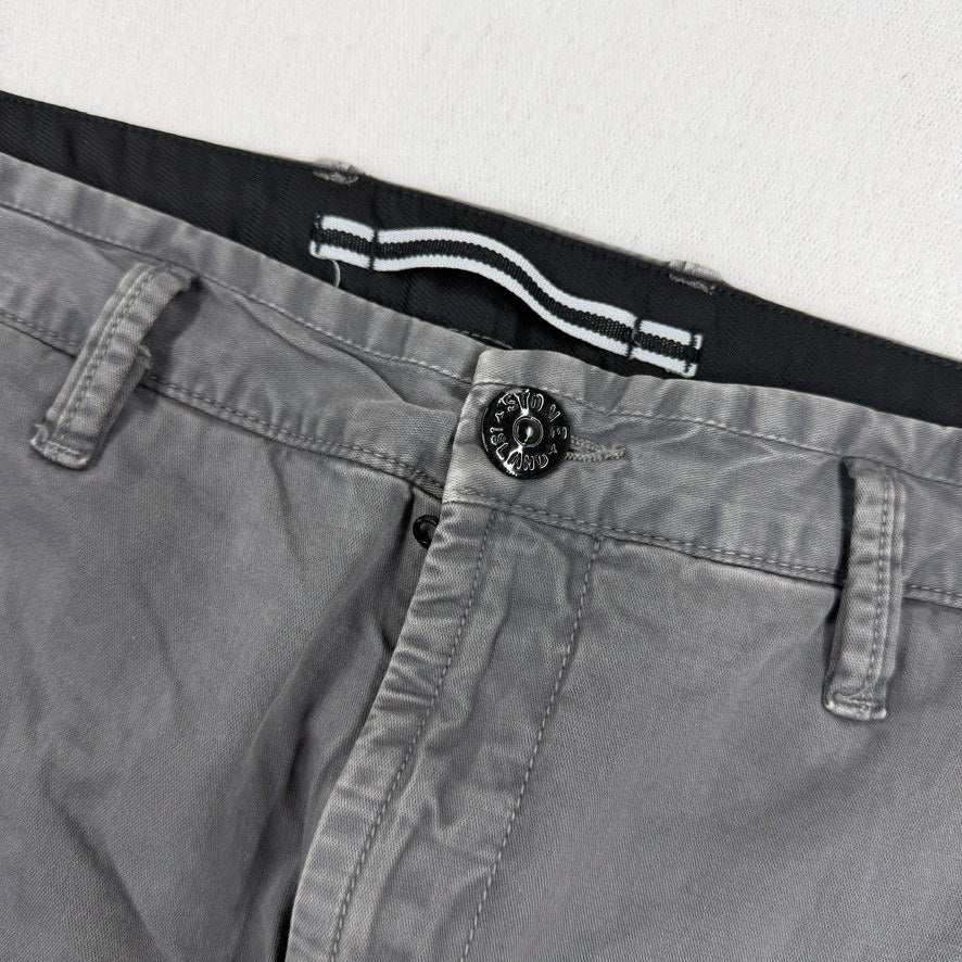 Stone Island Grey Brushed Cotton Skinny Fit Cargo Trousers — detail