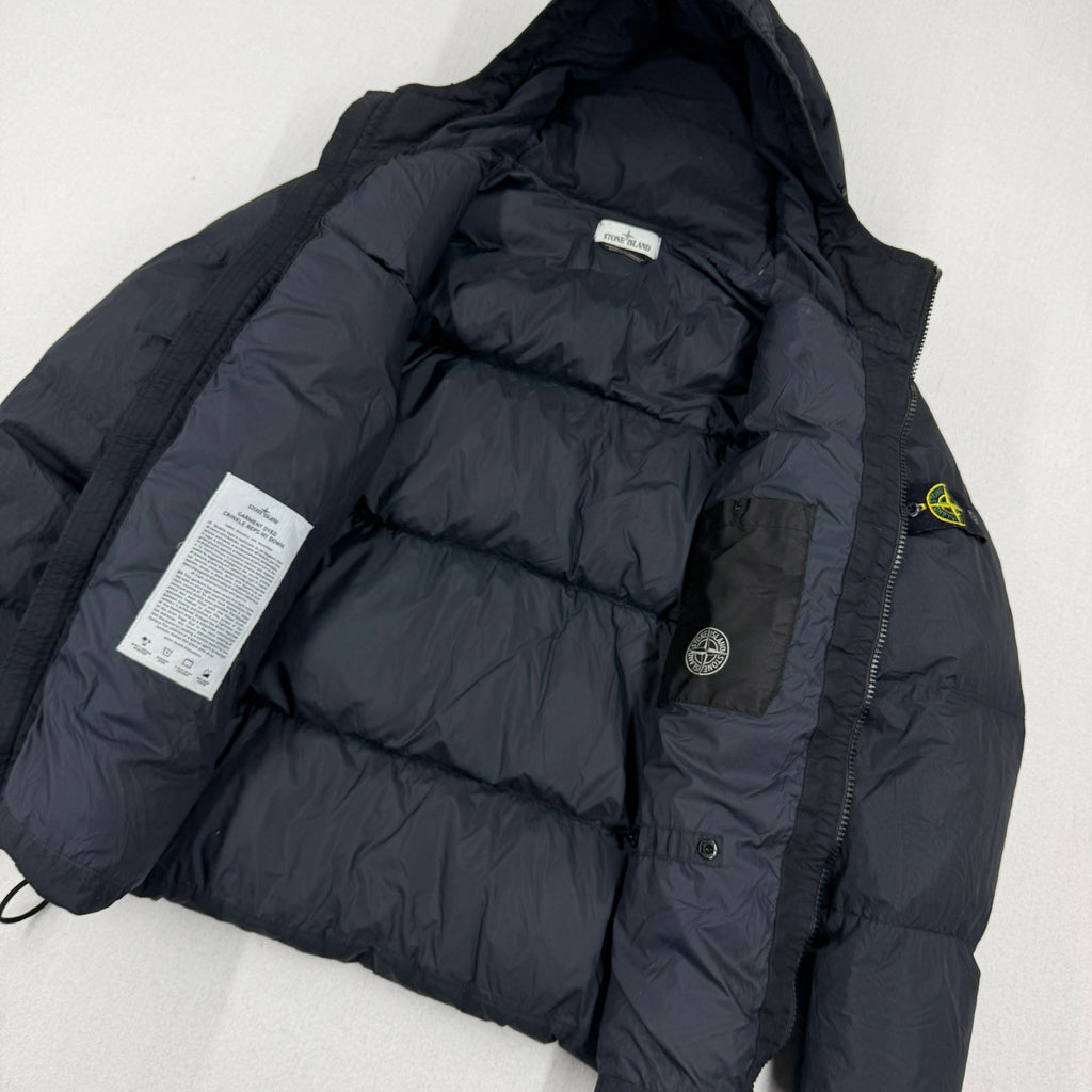 Stone Island AW21 Garment Dyed Crinkle Reps NY Down Hooded Jacket — detail