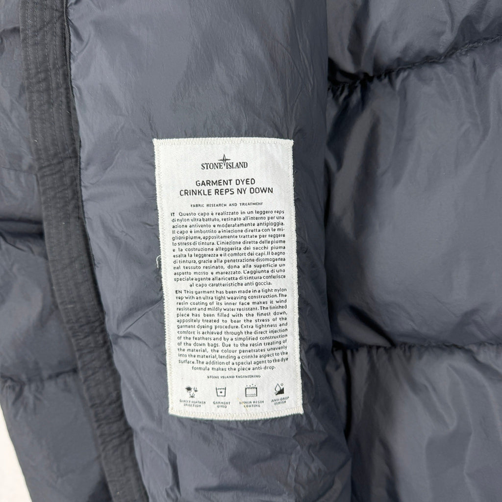 Stone Island AW21 Garment Dyed Crinkle Reps NY Down Hooded Jacket — detail