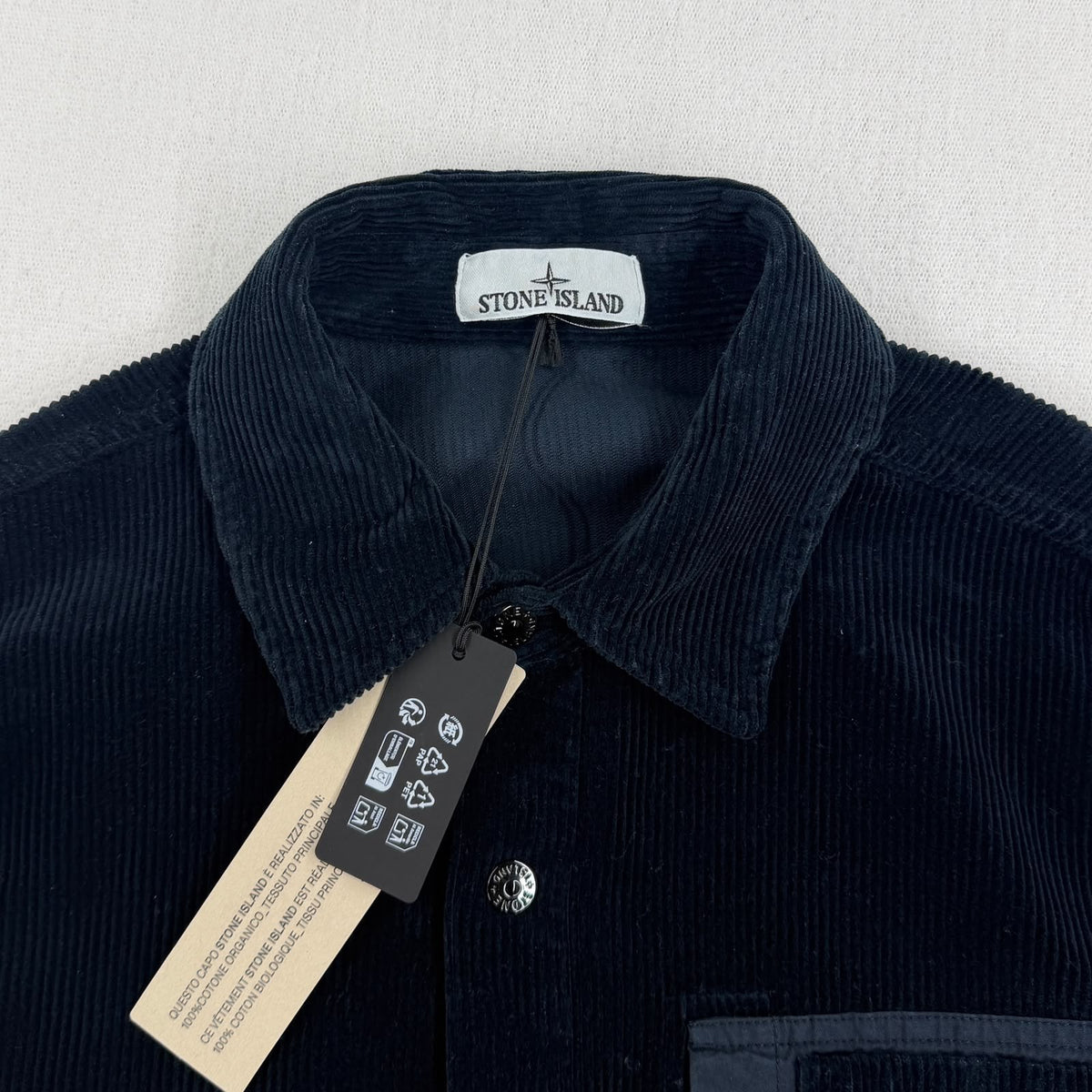 Stone Island Cotton AW26 Corduroy Overshirt — detail
