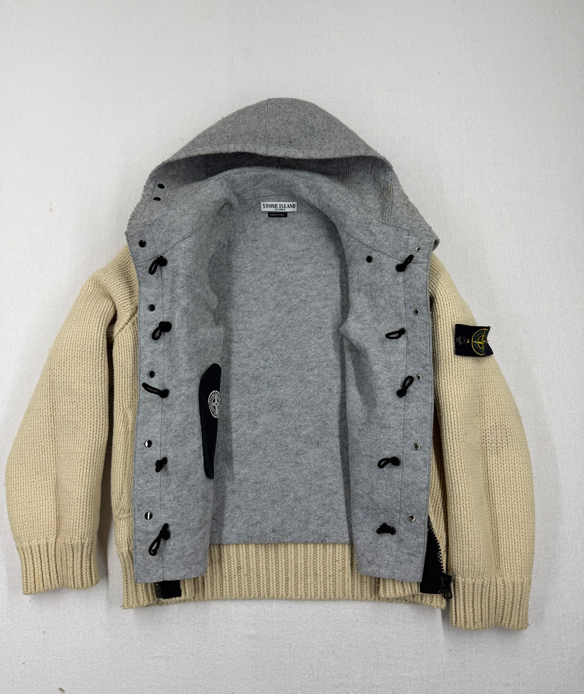 Stone Island AW04 President Hooded Full Zip Knit — detail