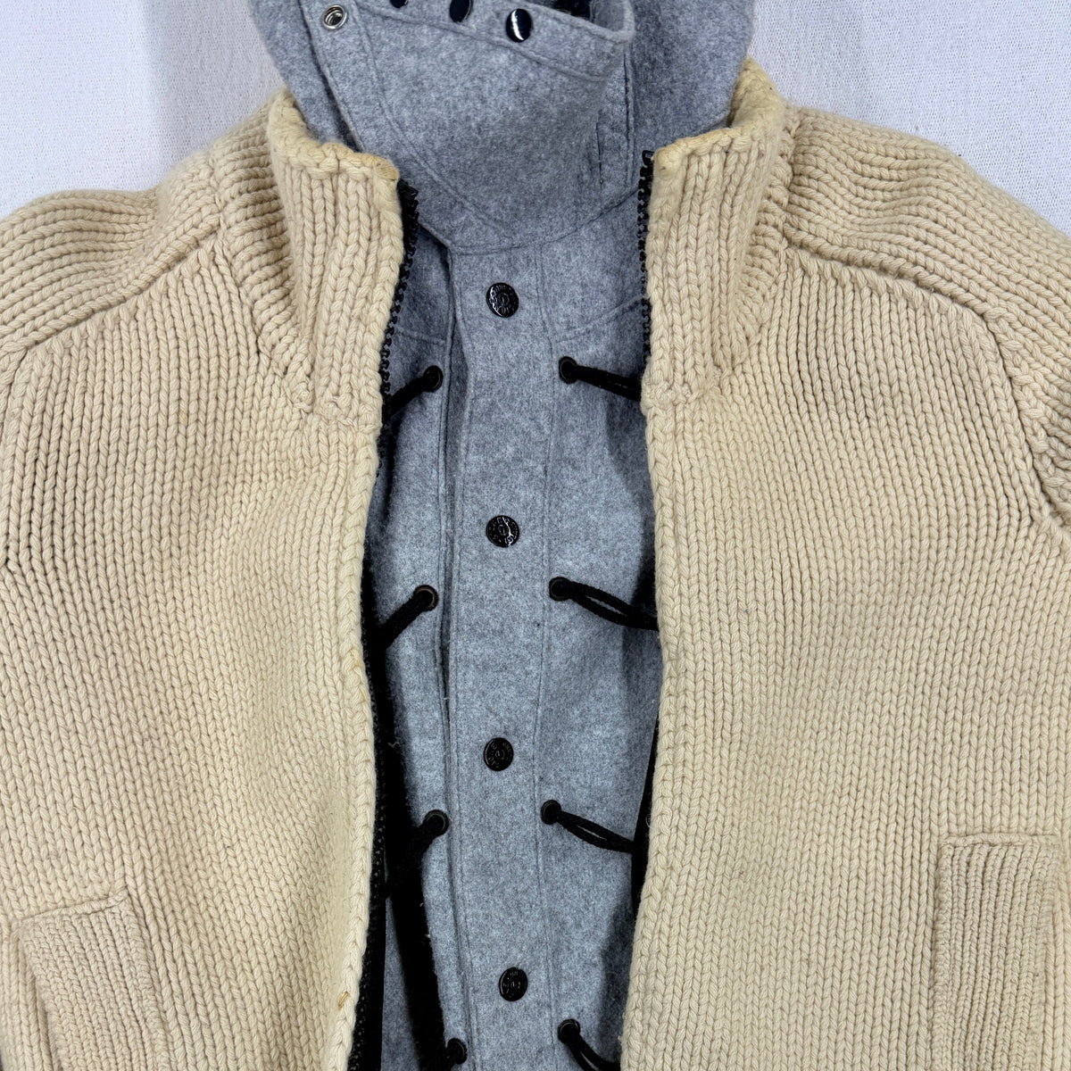 Stone Island AW04 President Hooded Full Zip Knit — detail