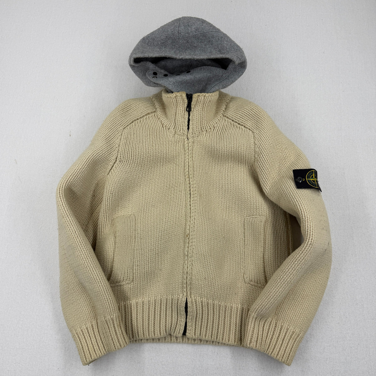 Stone Island AW04 President Hooded Full Zip Knit — front