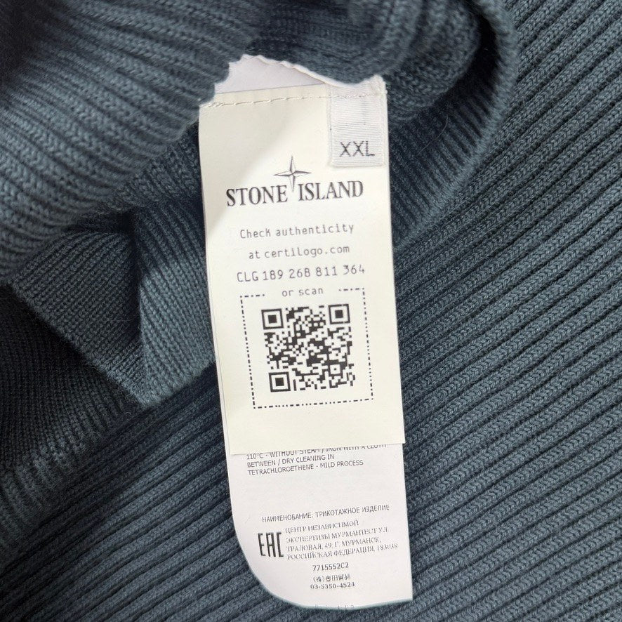 Stone Island AW22 Full Rib Wool Turtleneck Knit — detail