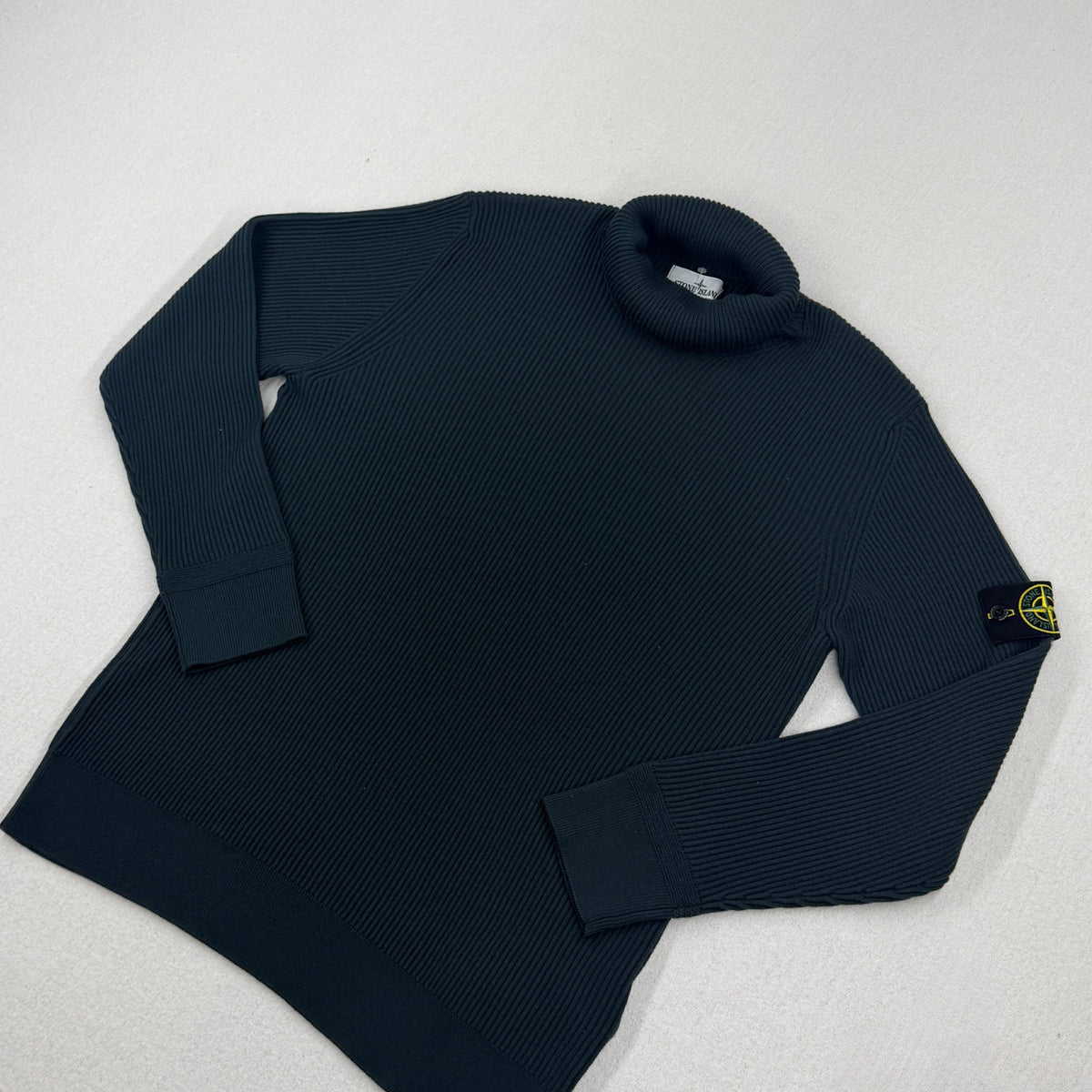 Stone Island AW22 Full Rib Wool Turtleneck Knit — detail