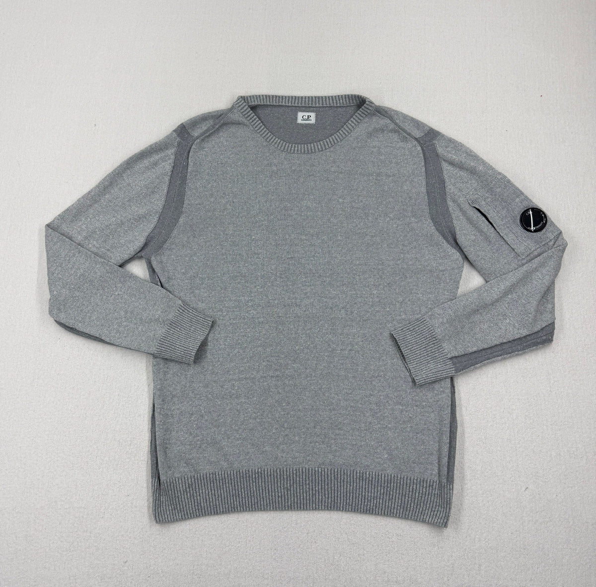 C.P. Company SS23 Linen Blend Lens Crewneck Knit — front