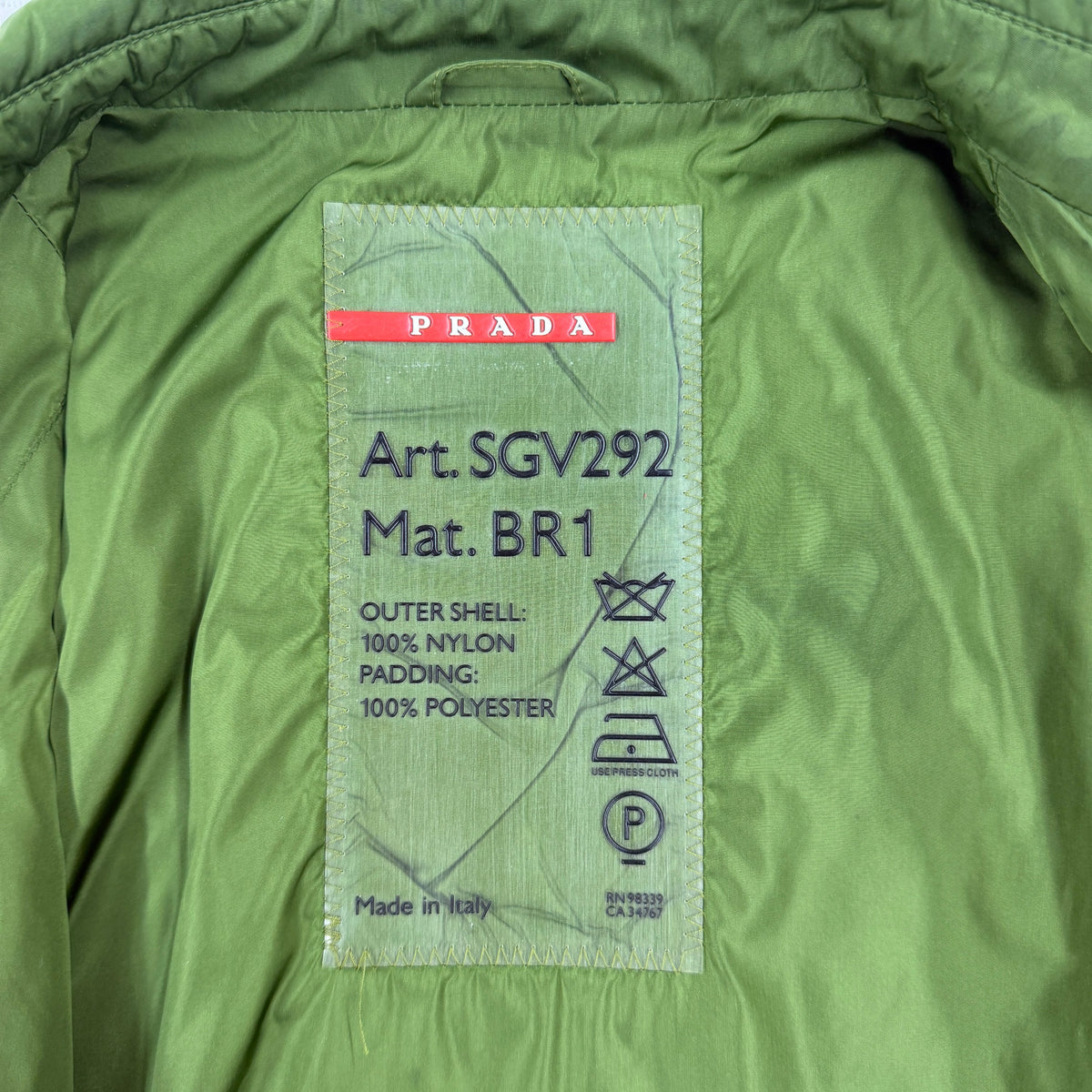Prada Vintage Linea Rossa Padded Nylon Jacket — detail