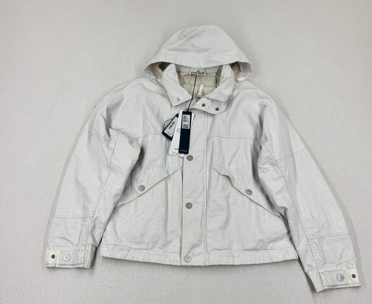 Stone Island SS24 Marina Raw Plated Linen Jacket — detail