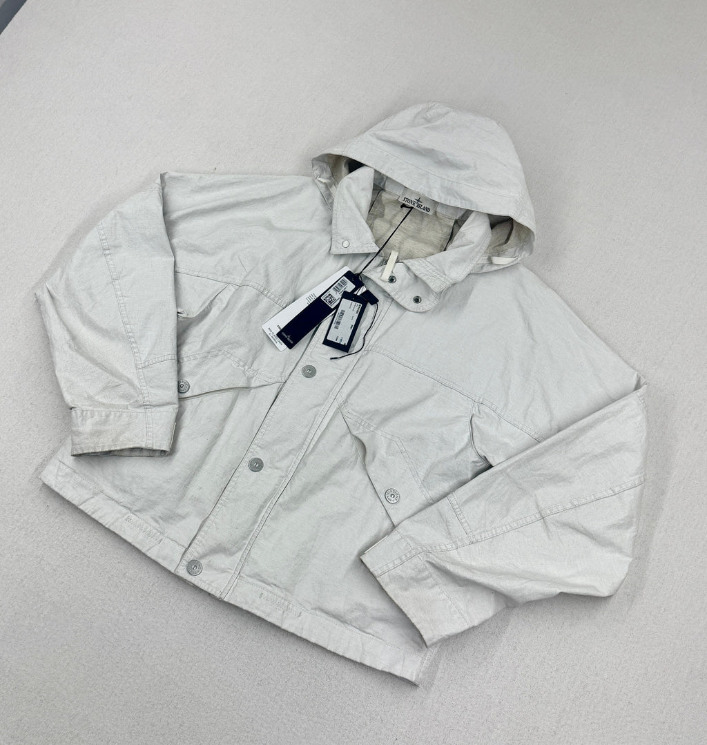 Stone Island SS24 Marina Raw Plated Linen Jacket — detail