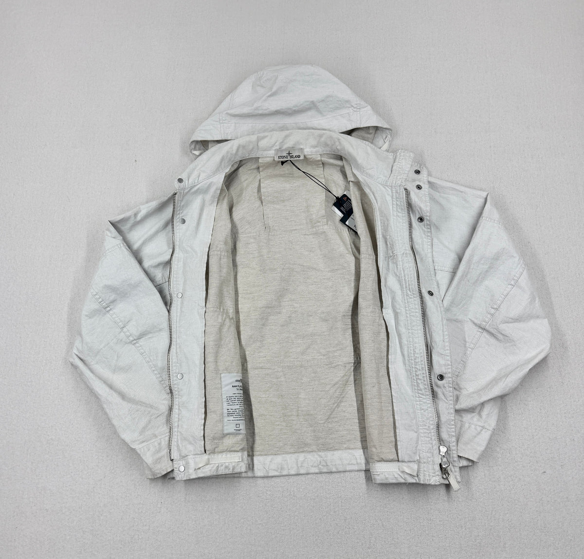 Stone Island SS24 Marina Raw Plated Linen Jacket — detail