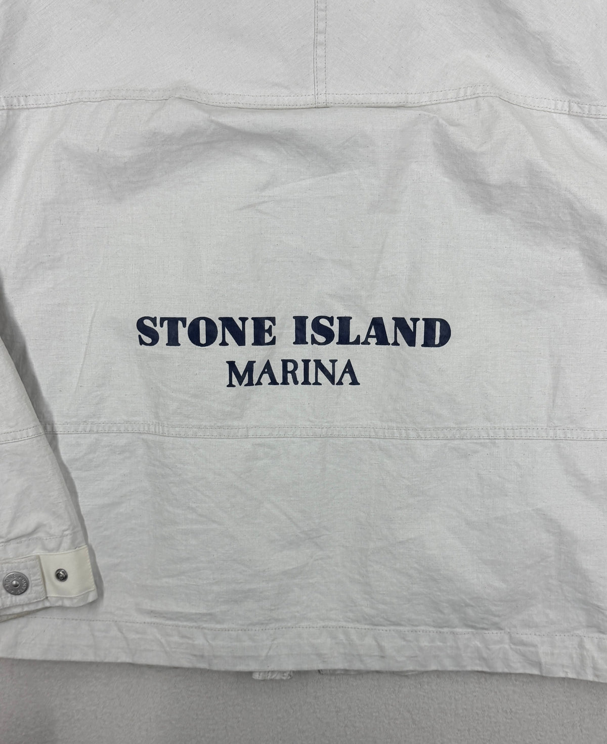 Stone Island SS24 Marina Raw Plated Linen Jacket — detail
