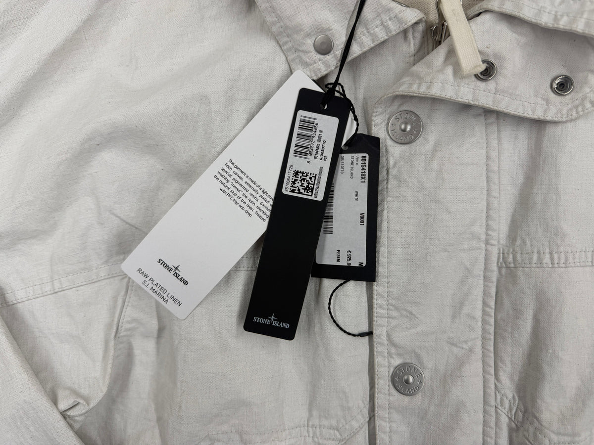 Stone Island SS24 Marina Raw Plated Linen Jacket — detail