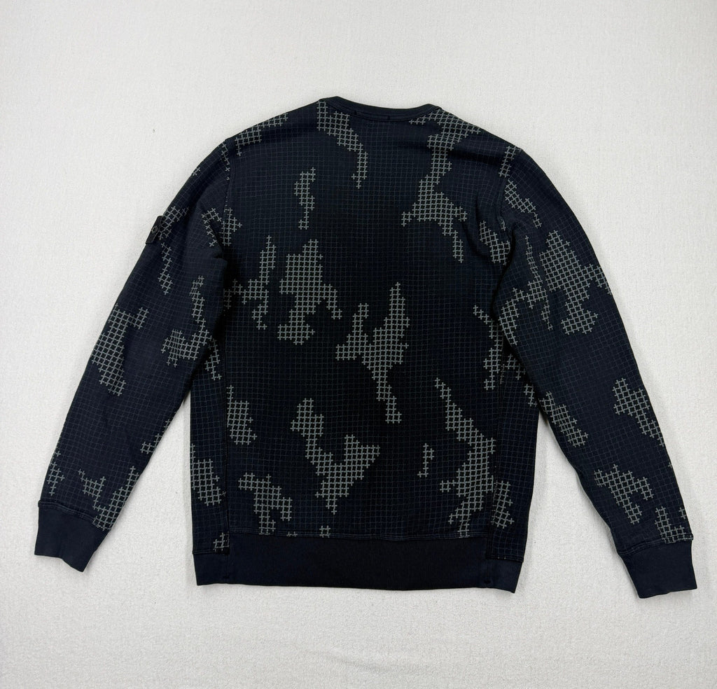 Stone Island AW17 Check Grid Camo Crewneck Sweatshirt — detail