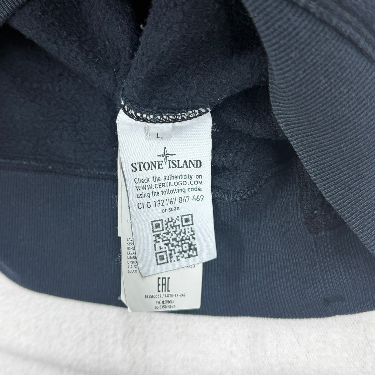 Stone Island AW17 Check Grid Camo Crewneck Sweatshirt — detail
