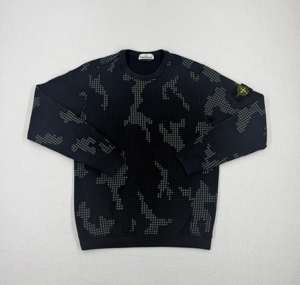Stone Island AW17 Check Grid Camo Crewneck Sweatshirt — front