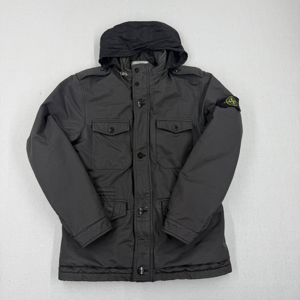Stone Island David-TC M-65 Field Jacket front, hood up