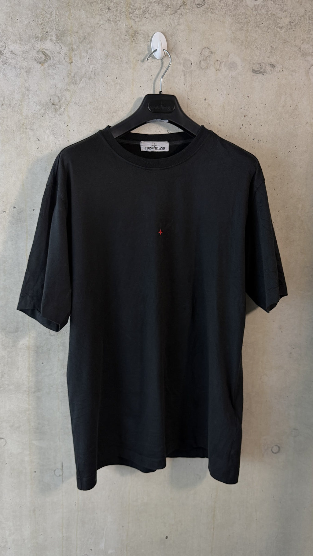 Black Stone Island Marina t-shirt front with tonal centre star, size XL