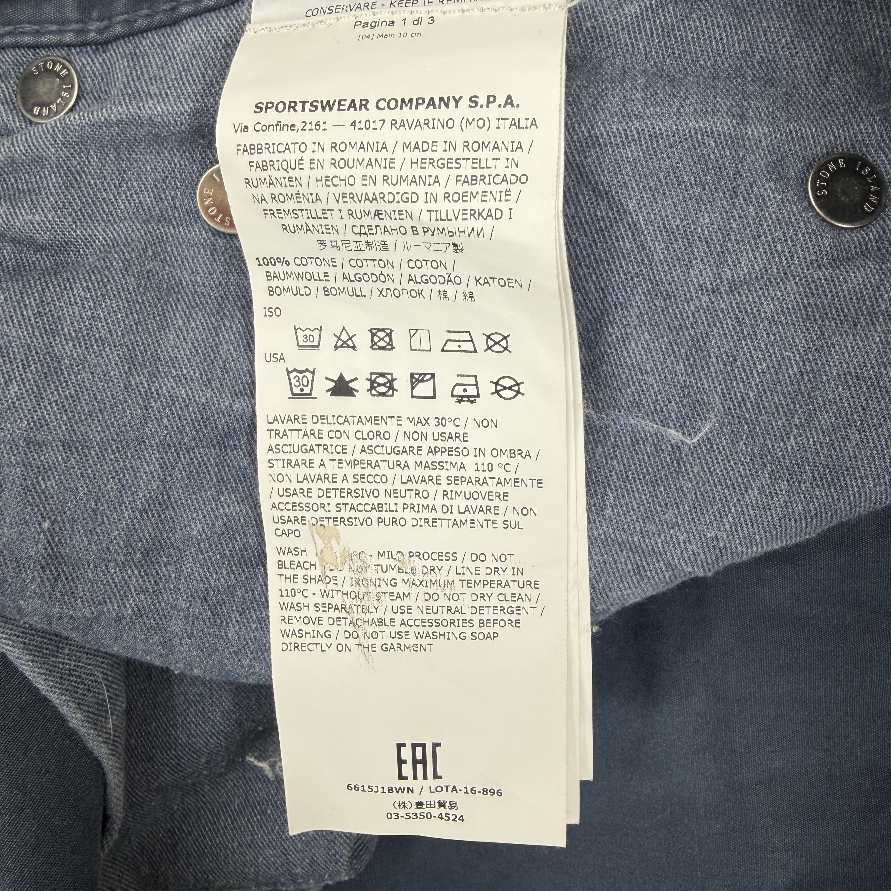 Stone Island Light Blue Denim Jeans - W32 | L34