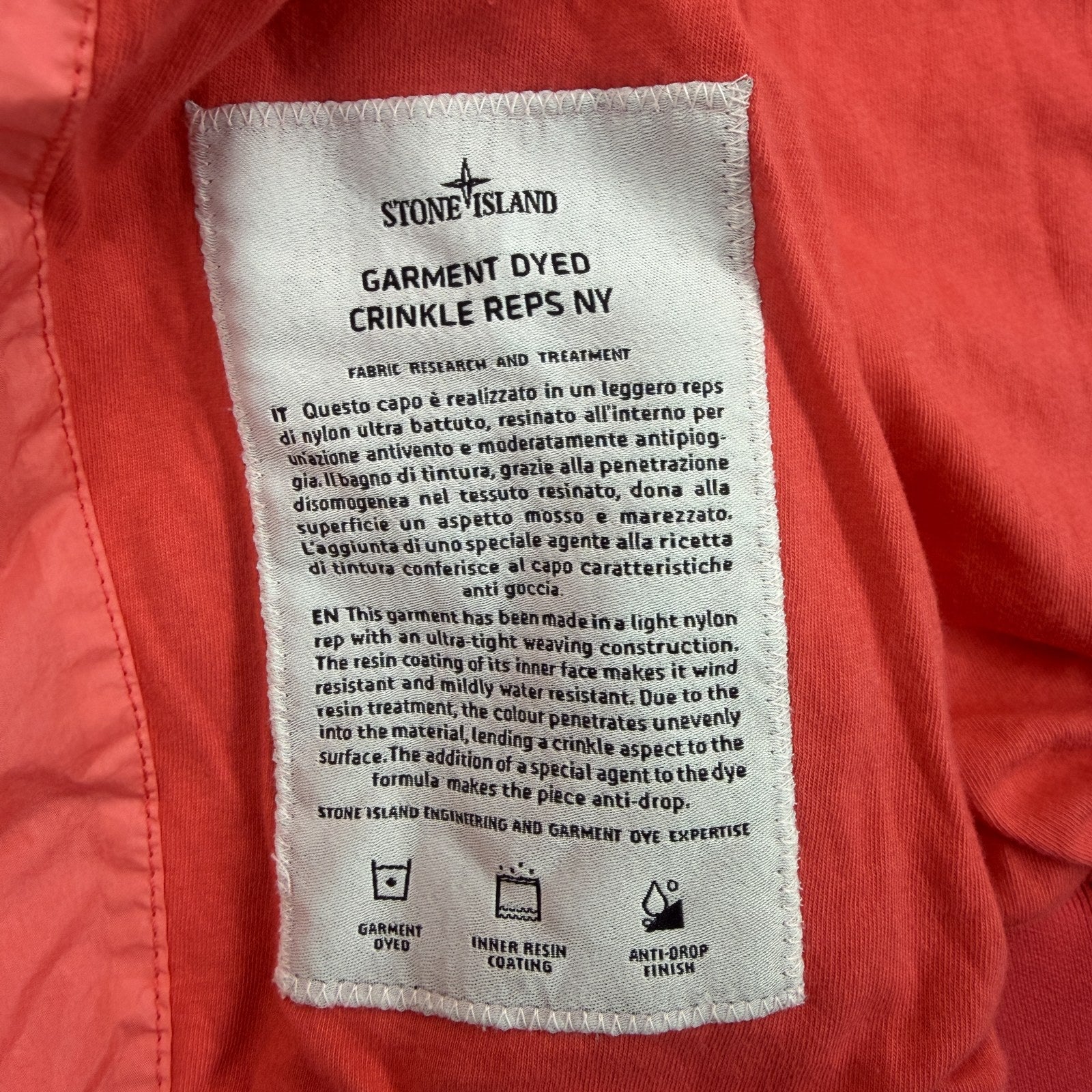 Stone Island Garment Dyed Crinkle Reps NY Bomber Jacket - Medium