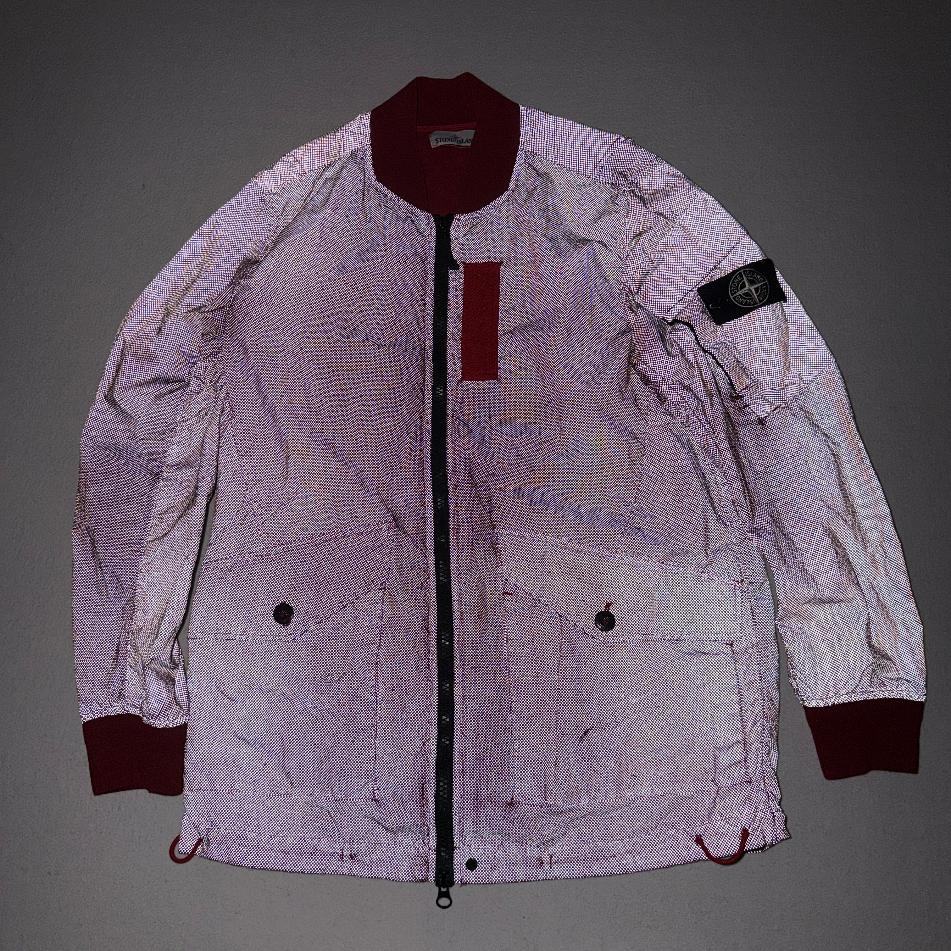Stone Island Garment Dyed Pixel Reflective Bomber Jacket - Large