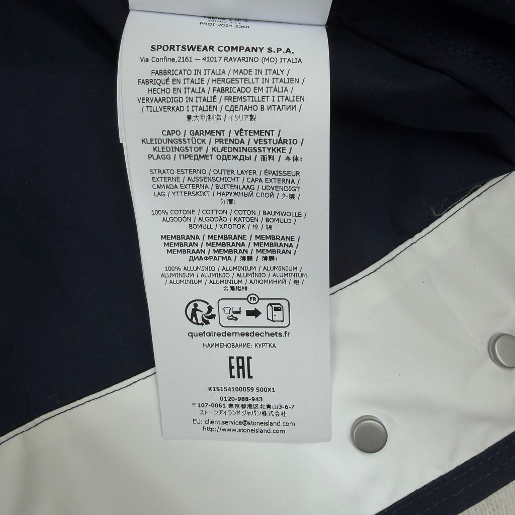 Stone Island Marina  Navy Aluminum Tela Jacket - Small