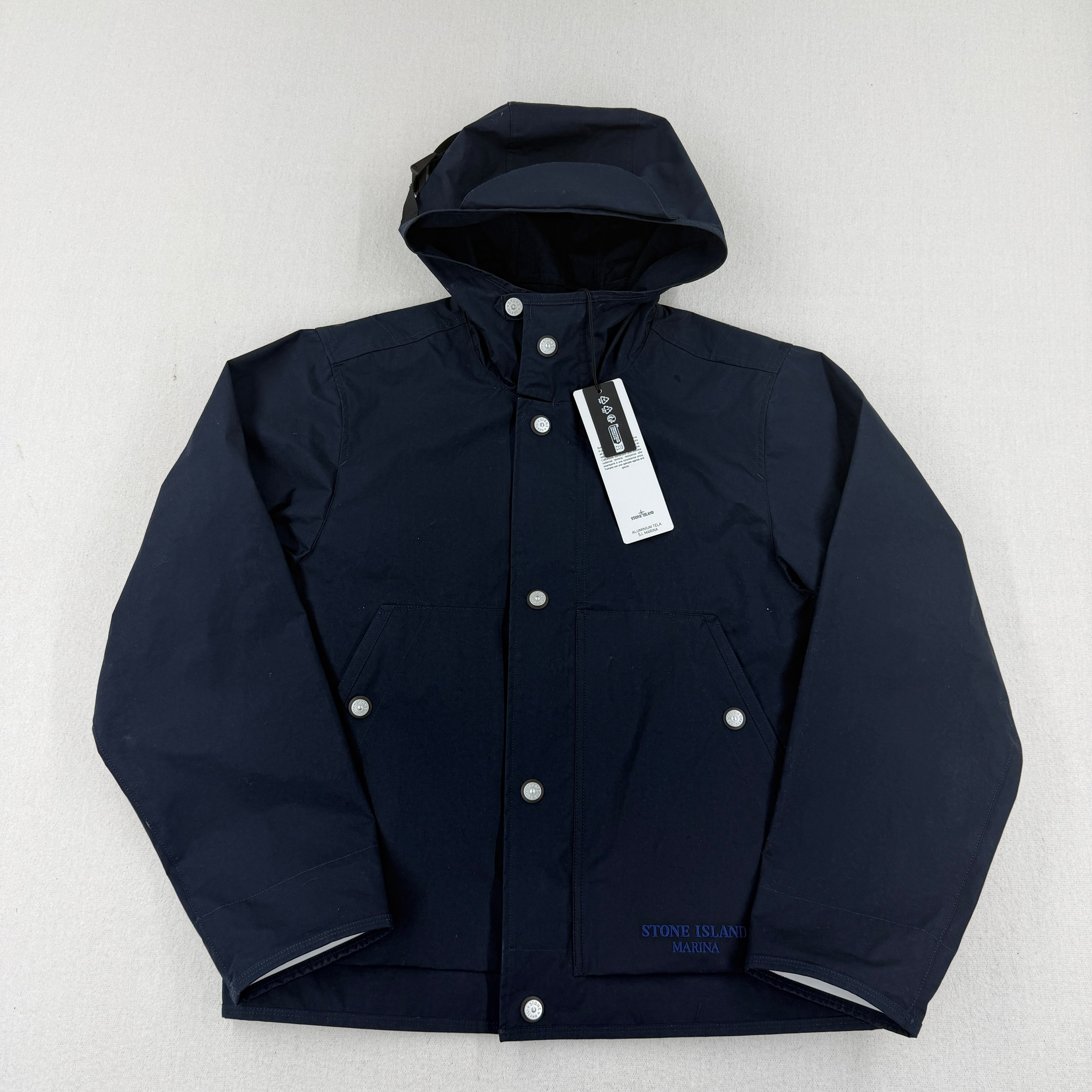 Stone Island Marina  Navy Aluminum Tela Jacket - Small